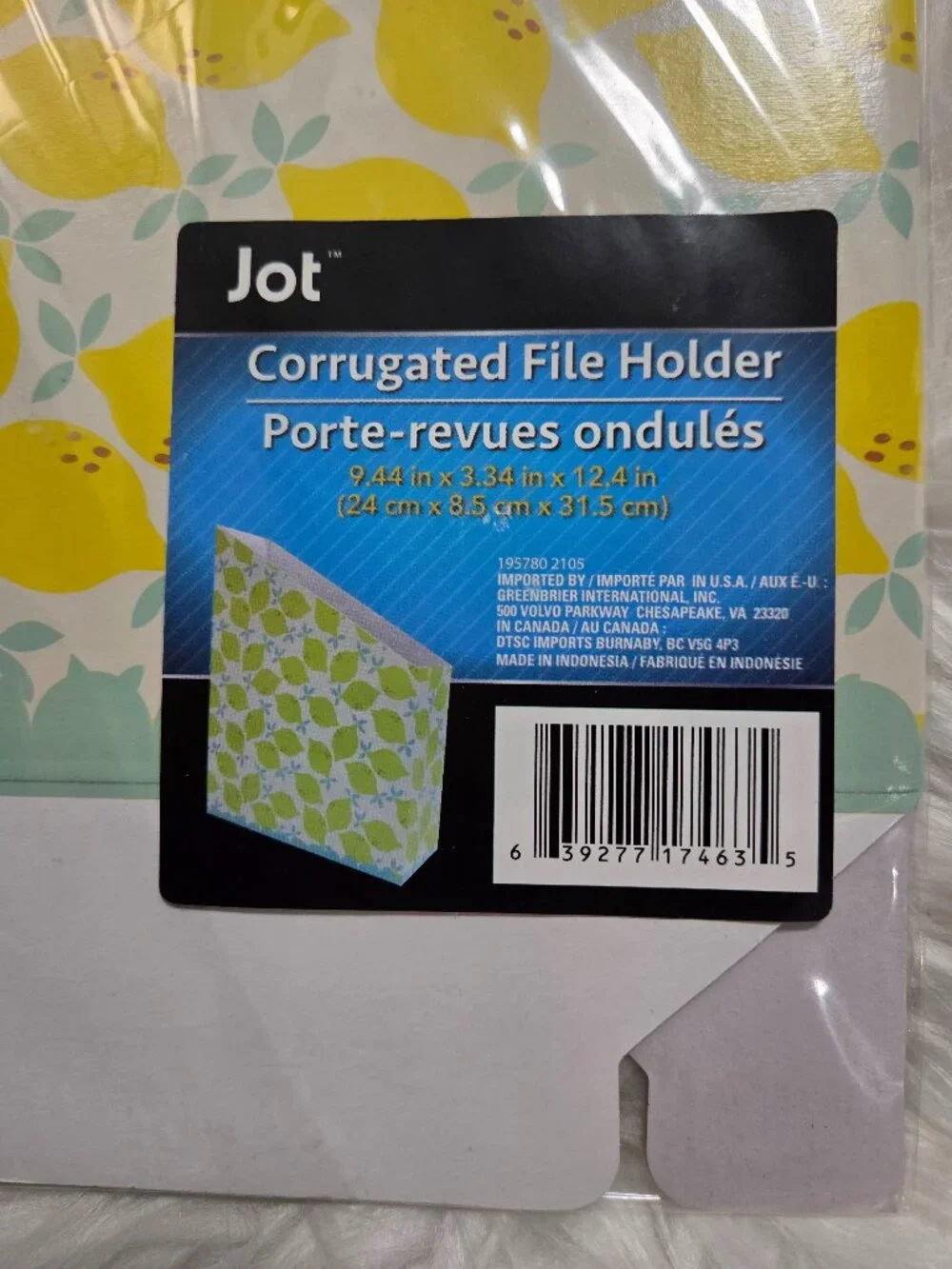 Jot Lemon Print Corrugated File Holder